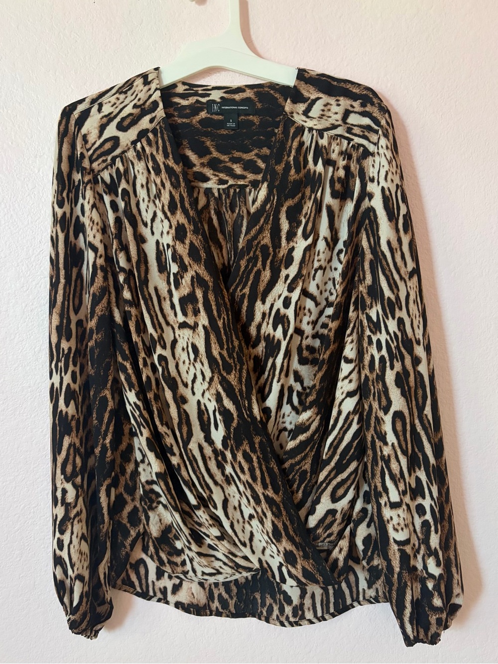INC Leopard Print Surplice Wrap Blouse